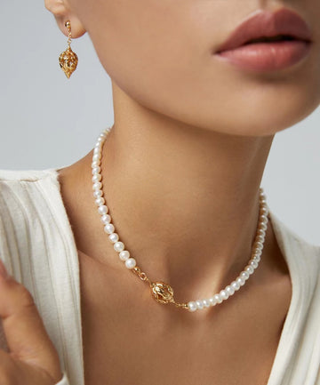 Floral Cluster Vintage Floral Cluster Silver Pearl Necklace