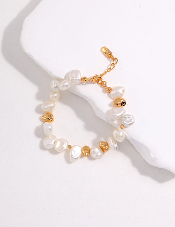 Luminous Tide Silver Natural Baroque Pearl Bracelet