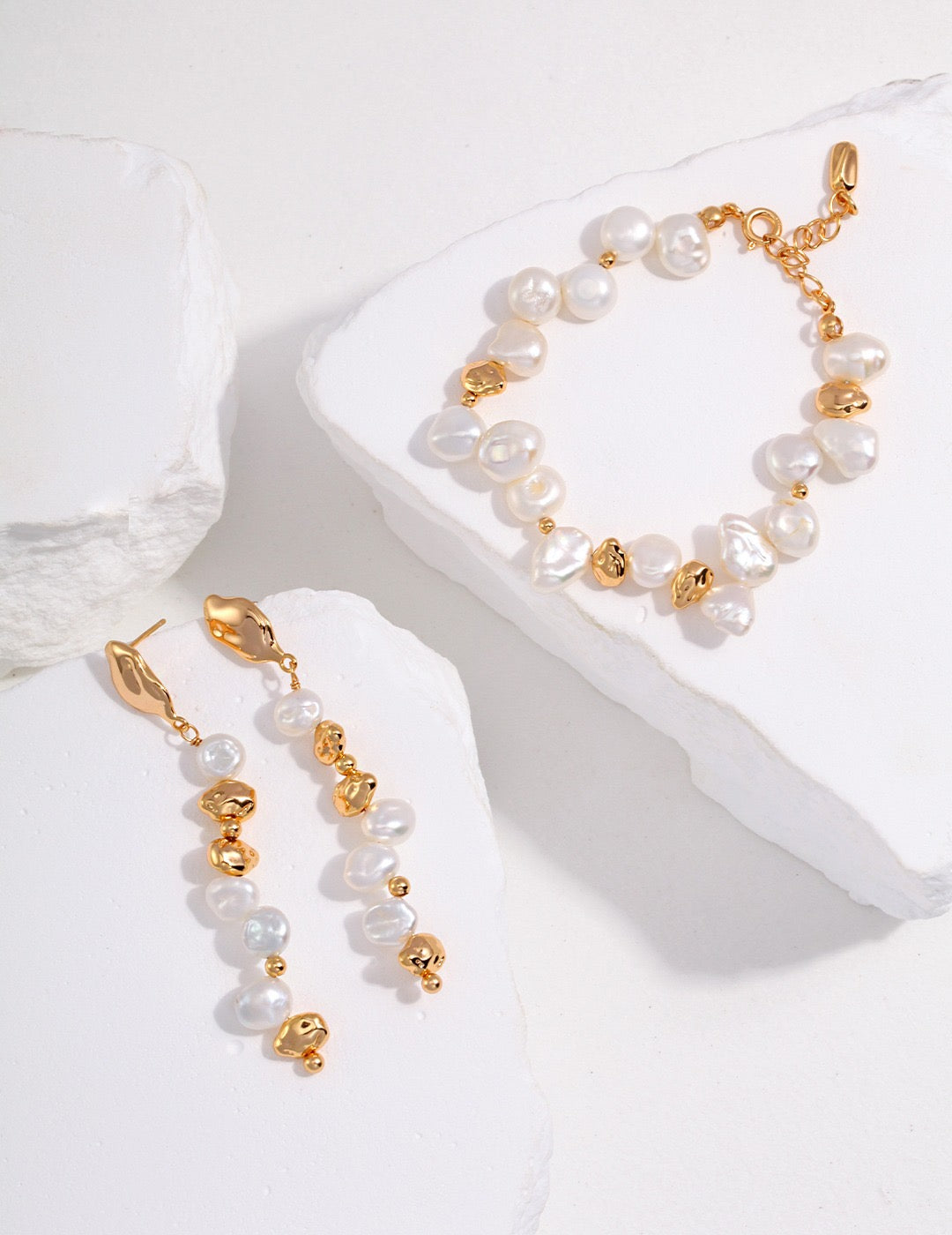 Luminous Tide Silver Natural Baroque Pearl Bracelet