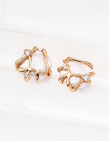 Golden Omen Sterling Silver Natural Pearl Earrings