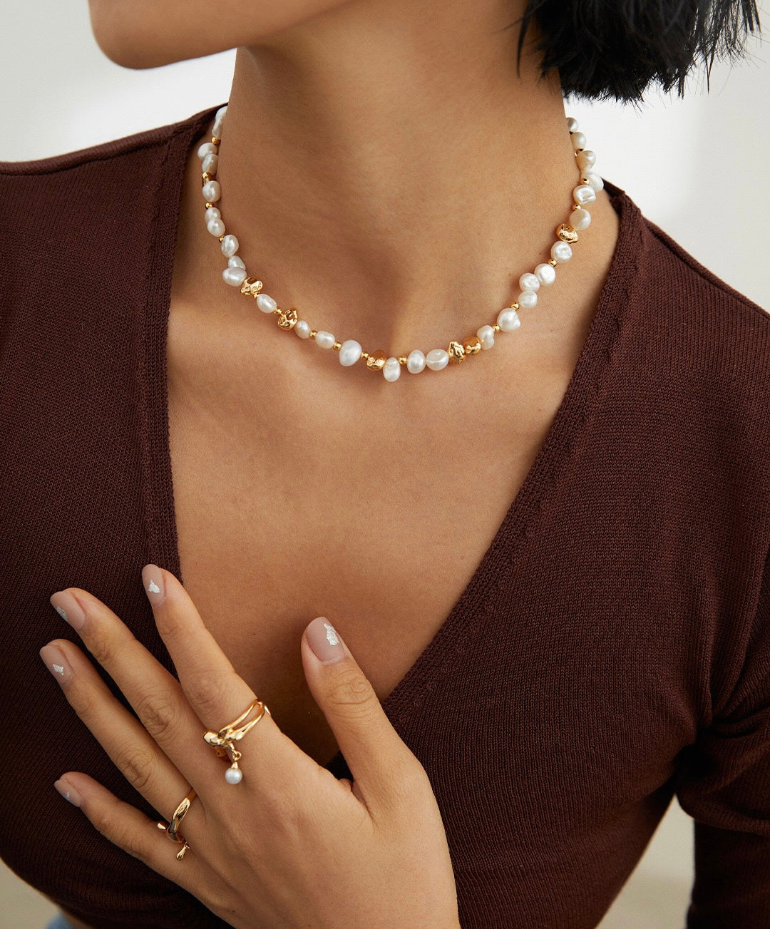 Luminous Tide Natural Baroque Pearl Sterling Silver Necklace