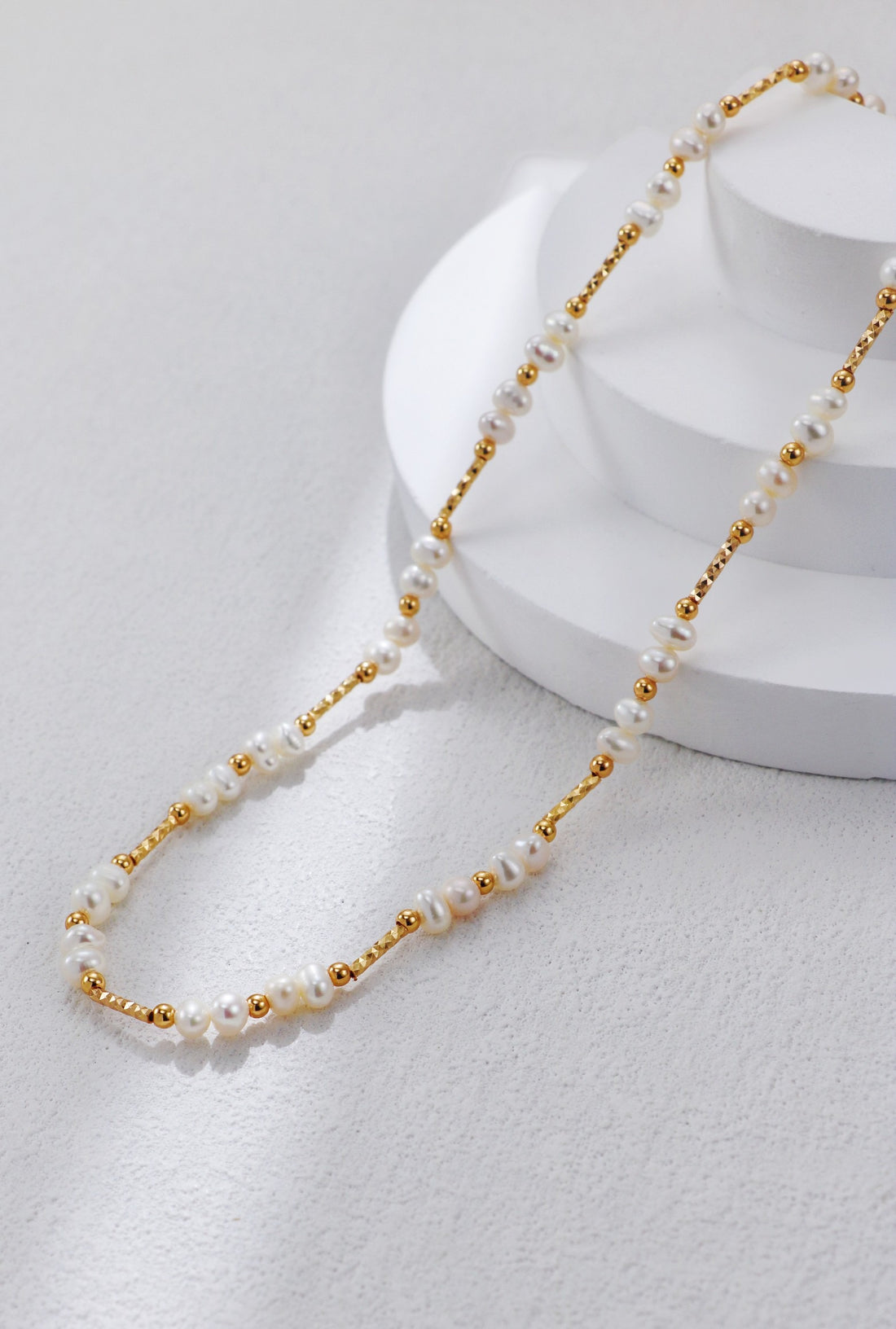 Essence Pearl Silver Vintage Gold Natural Pearl Necklace